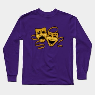 Gold Comedy And Tragedy Theater Masks Long Sleeve T-Shirt